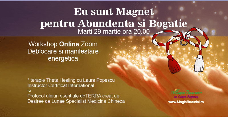 Eu sunt Magnet pentru Abundenta si Bogatie – Workshop Online Zoom